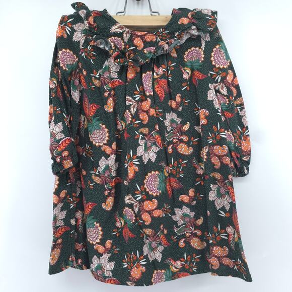 Old Navy Other - Old Navy 4T Boho Holiday Heritage Floral Dress Balloon Sleeves Ruffle Neckline